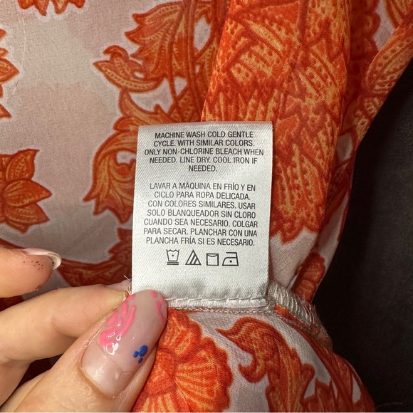 Covington Sleeveless Blouse Burnt Orange Floral Sheer Fall Aesthetic M Petite - Picture 10 of 10